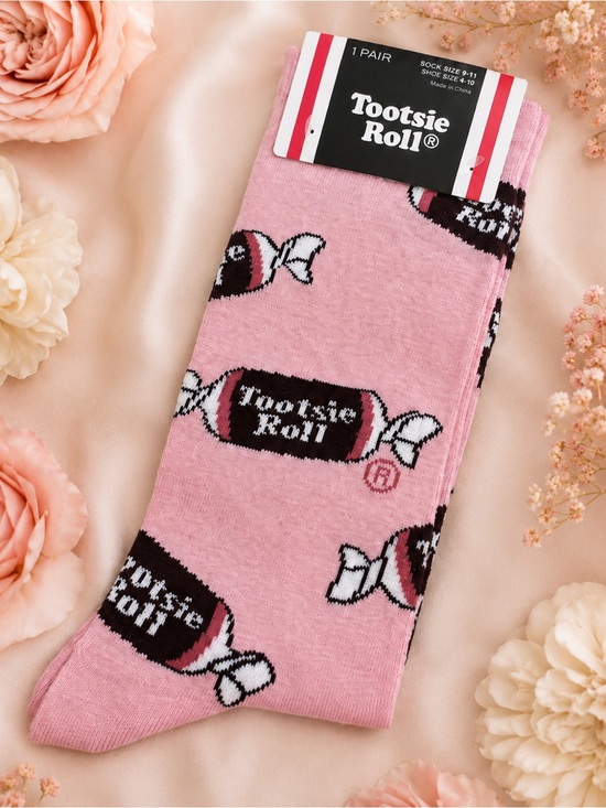 Other - Tootsie Roll Pink Candy Print Socks
